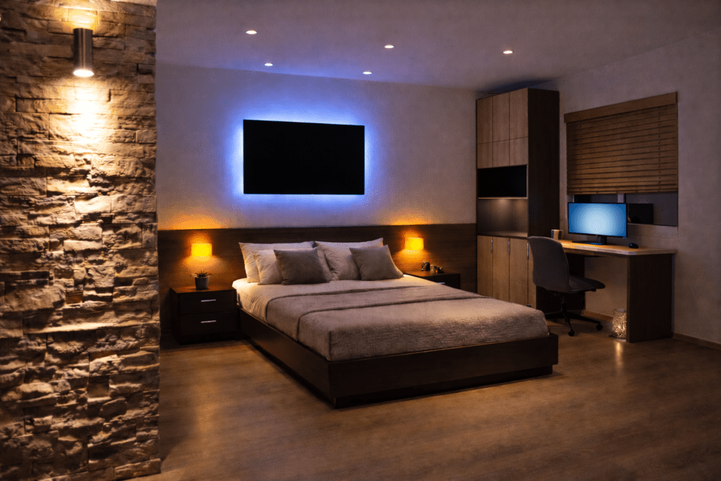 Ανακαινισμένη κρεβατοκάμαρα σε δώμα μετά την ανακαίνιση στην Καλλιθέα